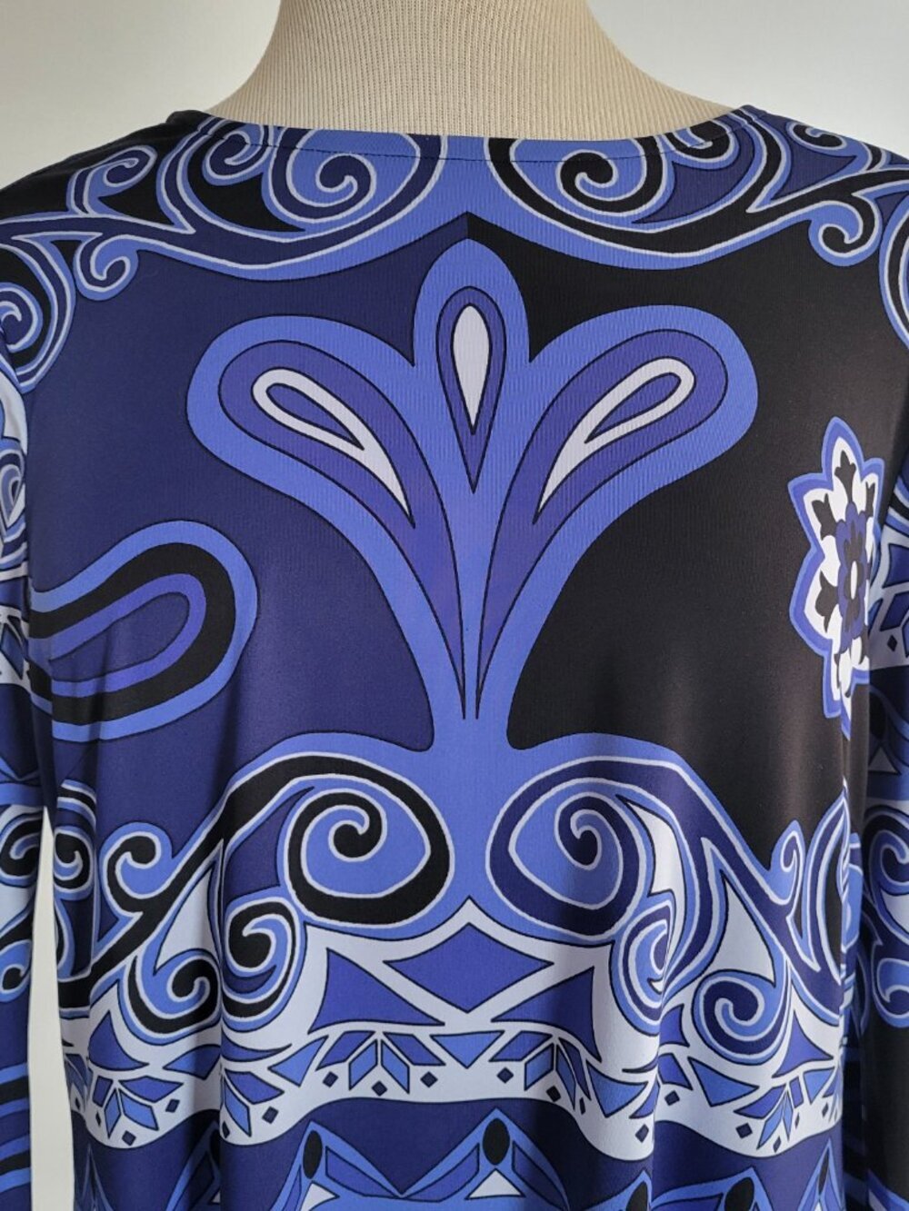 INC International Concepts Long-Sleeve Paisley Blues Geometric Dress (Size: M) - Picture 13 of 14